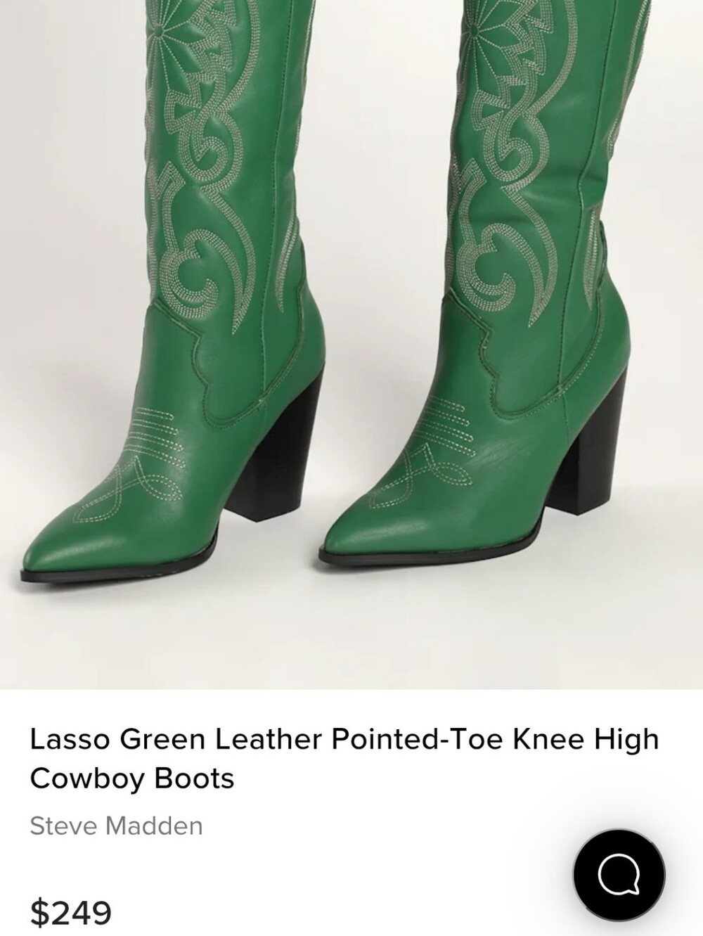 NWOT LASSO GREEN LEATHER POINTED-TOE KNEE COWBOY BOOTS